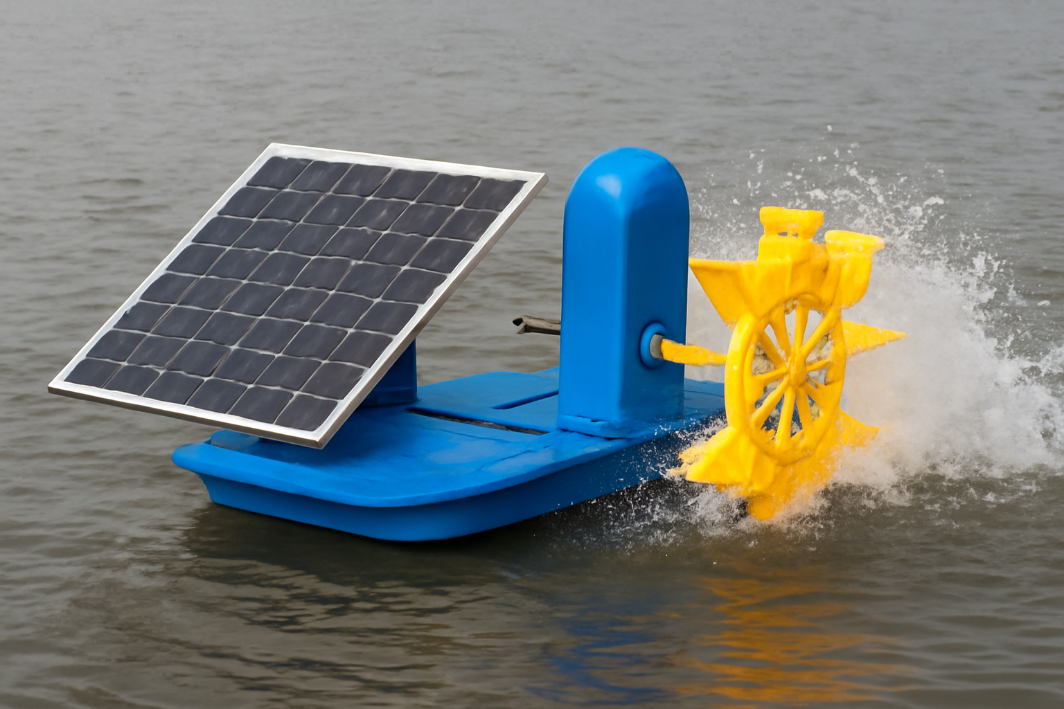 Solar-Powered Paddle Wheel Aerator